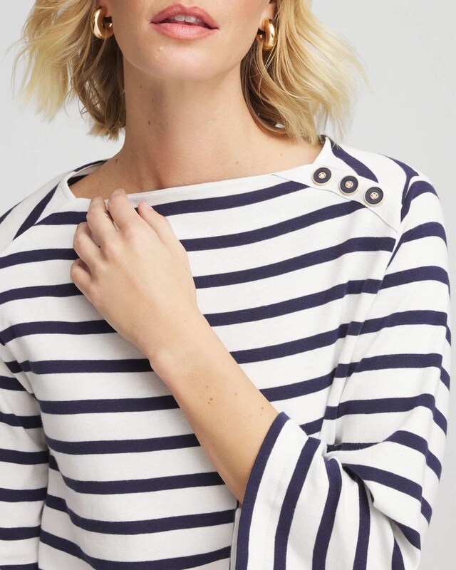 Bateau Neck Stripe Top - image 4